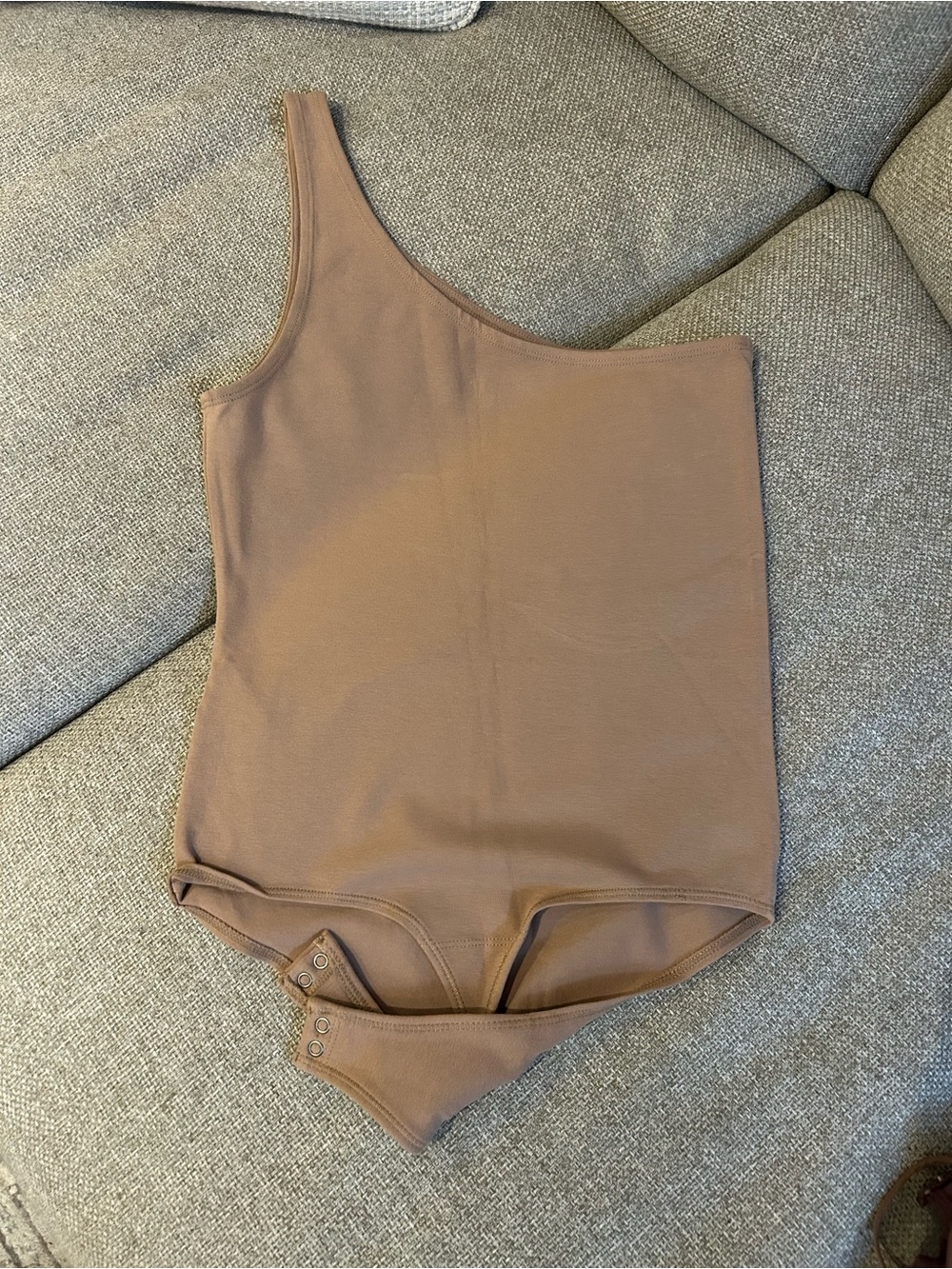 Abercrombie soft A&F collection brown one shoulder bodysuit, size S